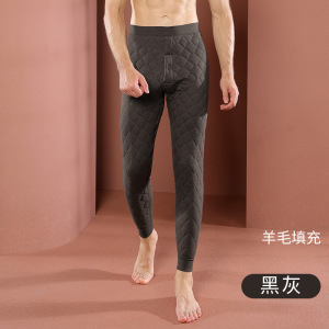 男士加厚绗缝羊毛保暖裤男款加绒加肥加大冬季高腰东北棉裤中老年