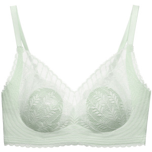 乳胶兔耳朵杯胸罩法式蕾丝内衣无痕薄款大胸显小收副乳无钢圈文胸