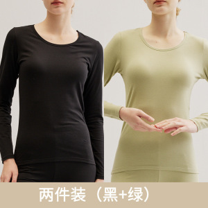 两件装女纯棉单件上衣秋冬新款打底衣学生纯色打底衫