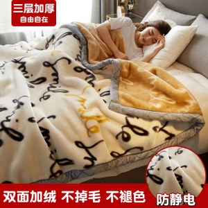 拉舍尔毛毯冬季加厚盖毯加绒午睡毯办公室学生宿舍珊瑚绒沙发毯子