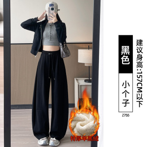 羊羔绒加绒白裤子女新款冬加厚棉裤胖mm大码阔腿运动卫裤_603_572