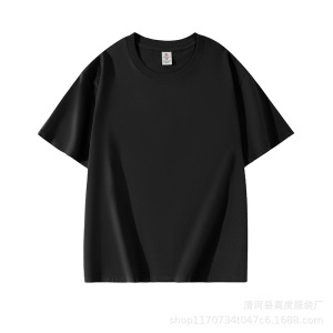 夏季高档男女式全棉正肩圆领短袖T恤220克百搭精梳棉文化衫