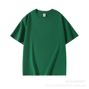 夏季高档男女式全棉正肩圆领短袖T恤220克百搭精梳棉文化衫