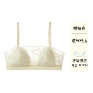 法式蕾丝抹胸内衣女薄款文胸兔儿杯胸罩小胸性感纯欲风防走光裹胸