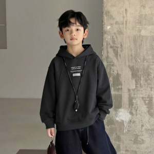 男童连帽春季卫衣2026新款酷帅中大童春装上衣儿童春秋款宽松衣服