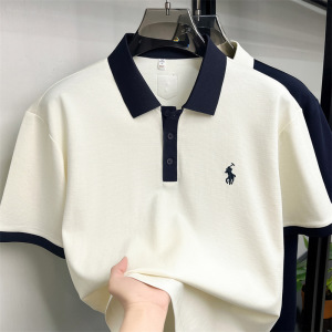 新疆长绒棉小马标短袖polo衫男款2026夏季新款翻领透气男士T恤