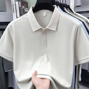 夏季新款休闲男士纯色短袖Polo衫轻商务翻领简约时尚轻薄透气