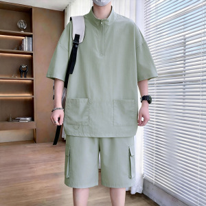 套装男夏季新款潮牌ins宽松休闲短袖短裤男装一套搭配痞帅两件套