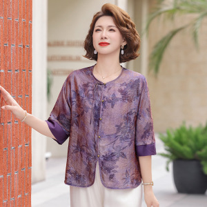 夏季新款中老年薄款春夏衣服40-60岁中年国风妈妈装薄开衫2026年