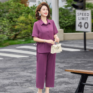 夏季短袖妈妈装中老年女士休闲两件套衣服40-60岁女大码宽松衣服