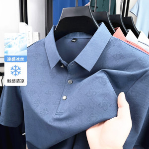 夏季冰丝POLO衫男短袖T袖翻领宽松男衫透气潮流休闲百搭男款T恤潮