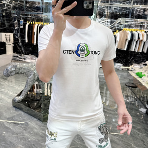欧货时尚轻奢夏季短袖T恤男士2026新款字母印花修身潮流半袖上衣T