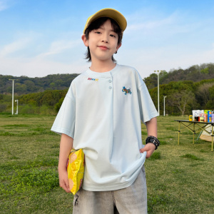 男童夏季短袖T恤2026新款冰感大儿童夏装半袖男孩上衣韩范潮T薄款