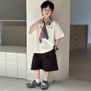 男童夏装短袖套装2026新款夏季夏款大儿童男孩薄款酷帅两件套