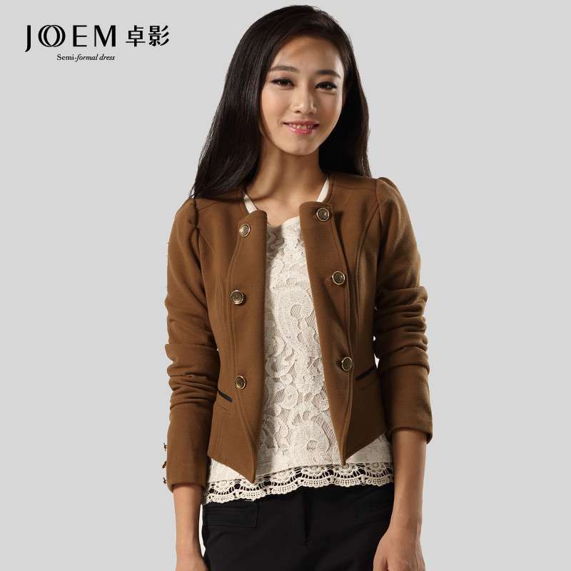 卓影2013秋冬新款秋装修身气质小西装毛呢短外套 卓影(joem)女士西服