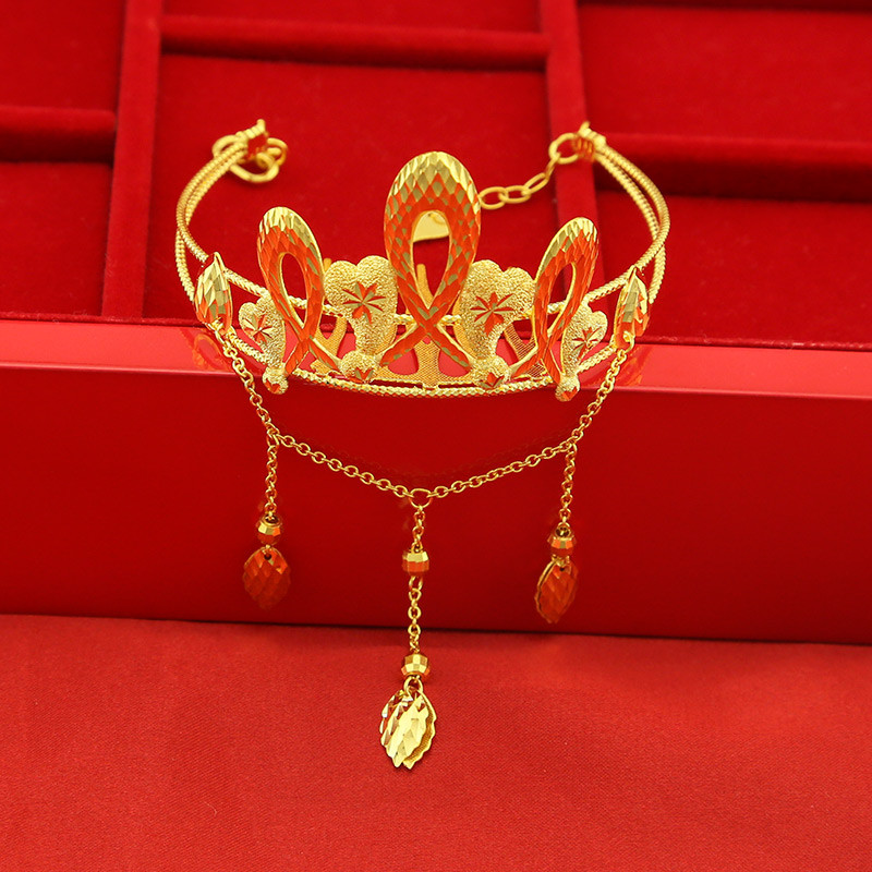 金地珠宝 黄金足金爱心皇冠 女皇冠黄金头饰 婚嫁金冠 婚庆饰品