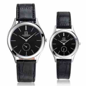 嘉年华CARNIVAL瑞士品牌情侣表石英表 男女薄款休闲日历男表女表一对表皮带时尚潮流防水手表真皮纤薄系列腕表8571G