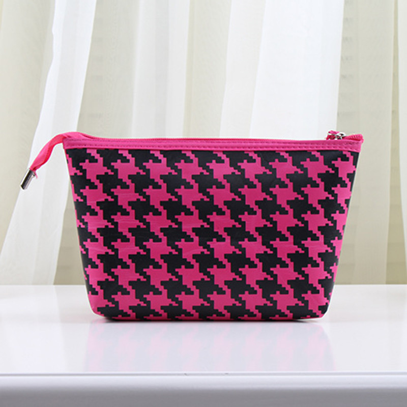 绿盒子 创意千鸟纹化妆包 便携式手拿包 零钱包