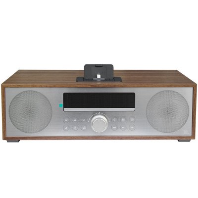 JBL MS402WALCN 苹果音乐底座蓝牙音响CD播放机收音机USB播放器木质迷你组合音响 （流棕色）