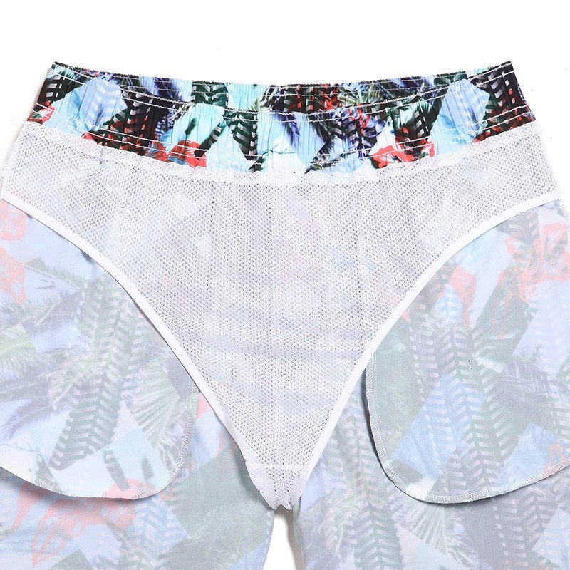 盖浪 四面弹带内衬沙滩裤男 速干宽松大码五分裤精品时尚花裤衩