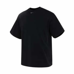 Nike 纯色Logo徽标圆领透气运动短袖T恤 男款 黑色 FB7866-010