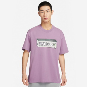 Nike 字母印花针织宽松短袖T恤 男款 紫色 FD1301-591