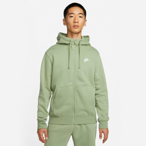 Nike 纯色字母印花拉链连帽抽绳卫衣 男款 油绿色 BV2646-386