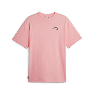 PUMA 背面字母印花套头圆领运动短袖T恤 男款 粉色 623387-63