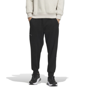 adidas Lounge Pants 纯色Logo标识松紧腰束脚针织运动裤 男款 黑色 IP4971