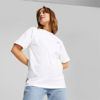 PUMA 纯色圆领套头短袖T恤 女款 白色 620550-02