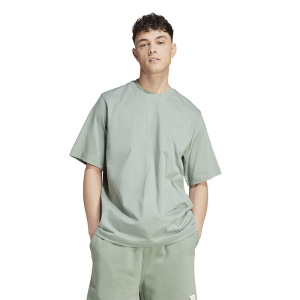adidas 纯色圆领套头宽松短袖T恤 男款 绿色 IC4105