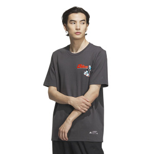 adidas 卡通熊猫字母印花圆领短袖T恤 男款 固态深灰 IP3964