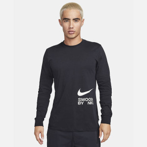 Nike耐克冬季新款男子Swoosh印花运动休闲圆领长袖T恤FJ1120-010