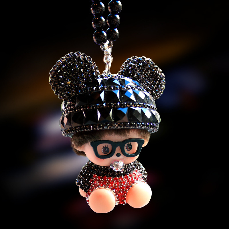 三千易 米奇创意汽车挂件镶钻车内挂饰后视镜汽车饰品水钻车饰女性内