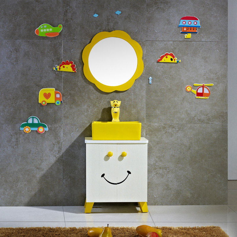 露泊雅 儿童卫生间彩色落地式浴室柜洗手盆组合陶瓷幼儿园卡通洗漱台