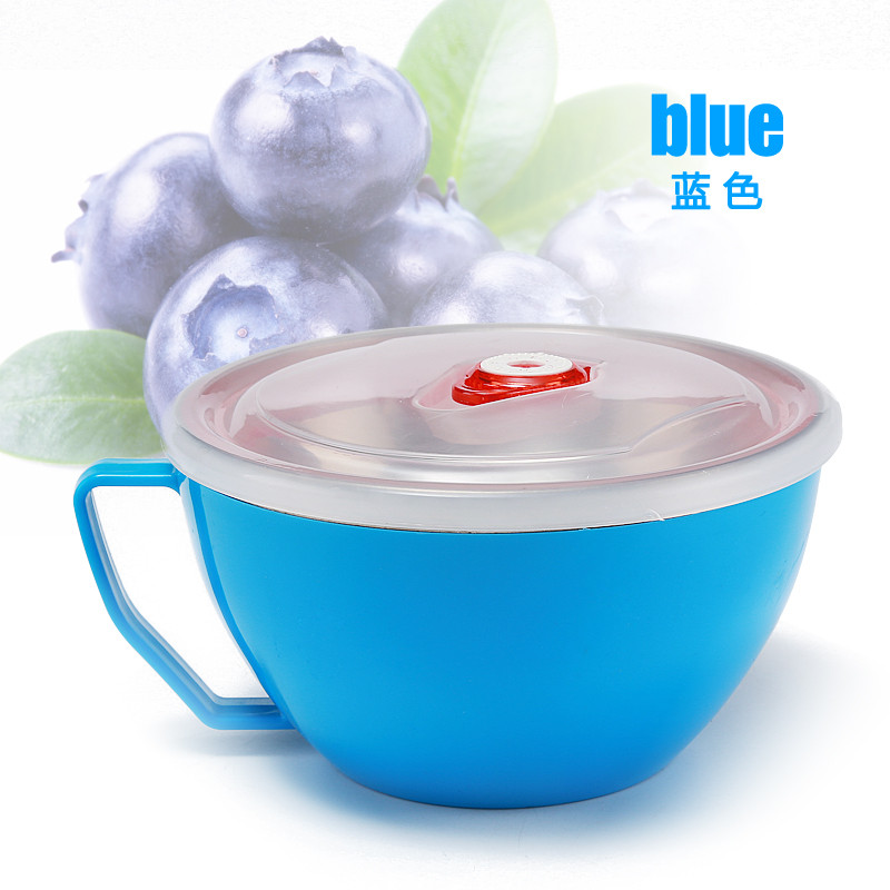 君泉(junquan)不锈钢800ml韩式多功能大号带盖 防烫 泡面碗 泡面杯 面