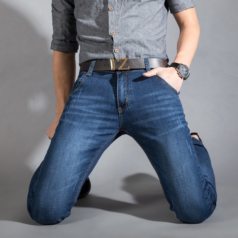 控尚格 春季男士牛仔裤潮男修身直筒休闲牛子长裤青少年韩版大码男装