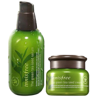 innisfree/悦诗风吟绿茶籽面部精华露三秒小绿瓶面霜组合套装