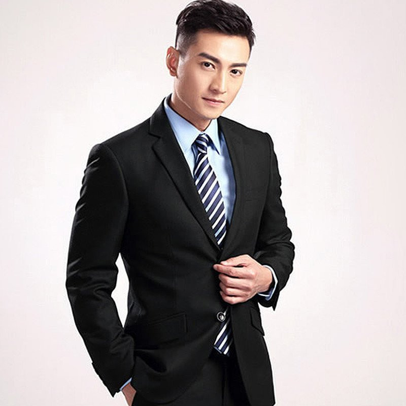 mnyds/袋鼠 男装2016四季款西服套装【赠领带】 男士修身商务休闲西装