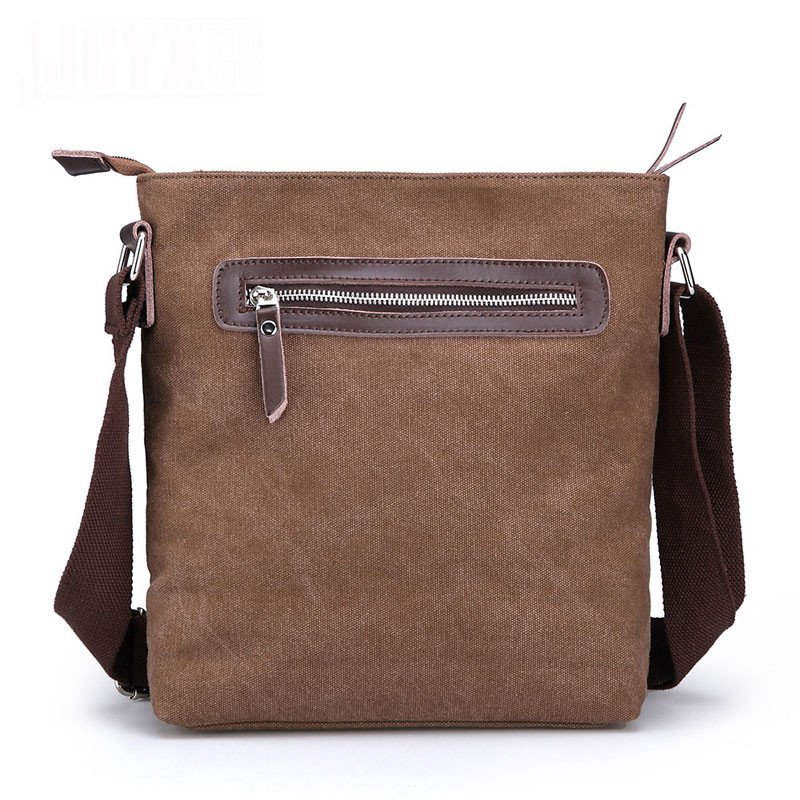 (jcyx)帆布单肩包男 男士拉链包包 休闲斜挎包 出街短途旅行郊游小包