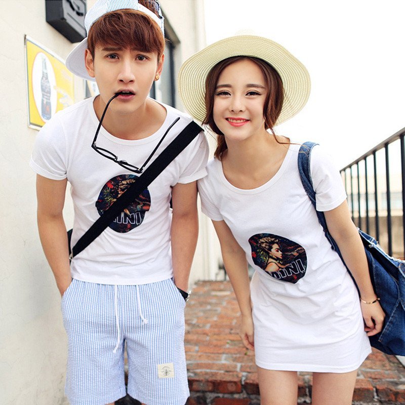 克林科斯 t107男30女35*情侣装半袖夏男装美女印花日系短袖t恤韩版