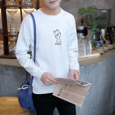 步来褶惠2017秋季新款单衣卫衣男猫头夏