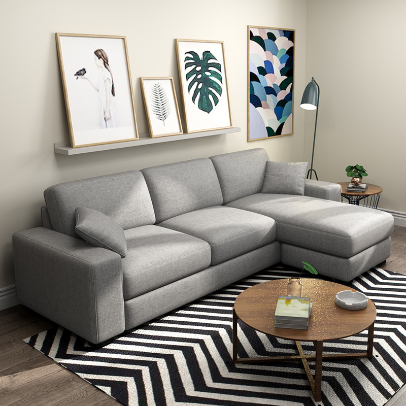 忆斧至家 布艺沙发简约现代小户型沙发组合客厅家具可拆洗转角三人位
