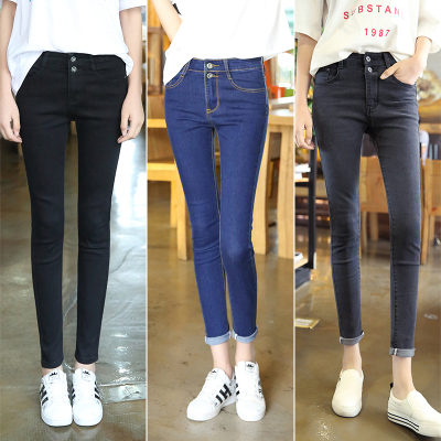 2016秋冬新品中腰牛仔裤女春秋小脚裤长裤修身显瘦铅笔裤韩版潮