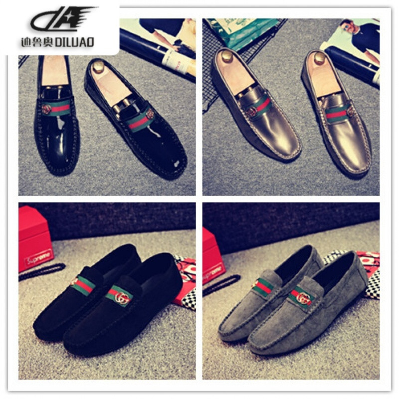 快手红人天佑猴哥款皮鞋精神小伙亮皮潮鞋男秋冬季加绒棉鞋豆豆鞋