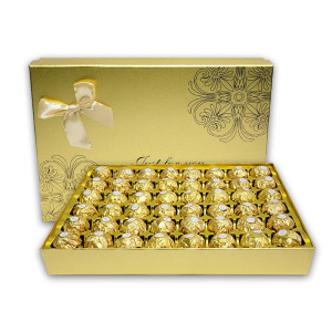 费列罗FerreroRocher榛果威化巧克力48粒纸盒圣诞送礼盒装(配礼袋-可代写贺卡)