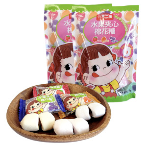 不二家水果味夹心棉花糖袋装82.8g儿童休闲零食结婚婚庆喜糖