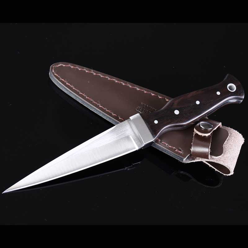 开刃直刀户外军刀高硬度小刀锋利刀具野外防身战术小直黑檀木柄小猎刀