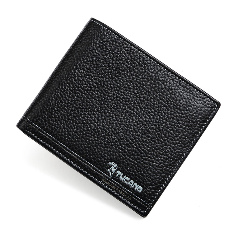 啄木鸟钱包男士真皮短款头层牛皮钱夹票夹卡包商务横款青年男皮夹