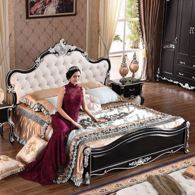 永旭家具欧式床 全实木床 美式床 新古典家具 1.8米双人床8805